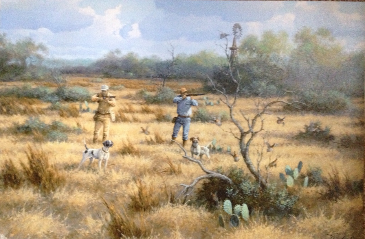 SWEETSWEETWATER SHOOT DRINKARD GICLEE/CANVAS BIRD DOGS QUAIL HUNT TEXAS